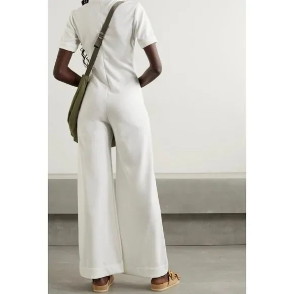 Suzie Kondi The Short Sleeve Stretch Jumpsuit Ivory Size Small NWT - Picture 2 of 16